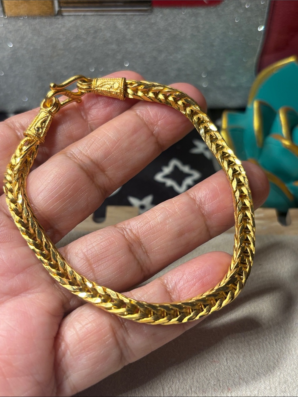 8” Goldfilled 999 Silver Braided Women's Bracelet - Elegant Gold Tone